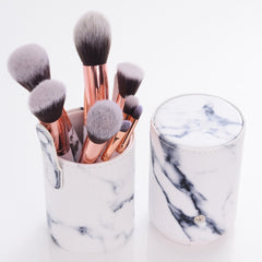 10 Marble Pattern Brush Set with Makeup Brush Holder