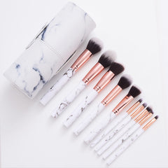 10 Marble Pattern Brush Set with Makeup Brush Holder